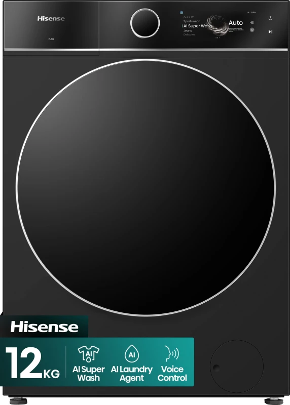 Image of Hisense KitchenFit 7i Series WF7I1248BBR 12kg WiFi Connected Washing Machine with 1400 rpm - Black - A Rated