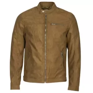 Image of Jack Jones JJEROCKY mens Leather jacket in Brown - Sizes XXL,S,M,L,XL,XS