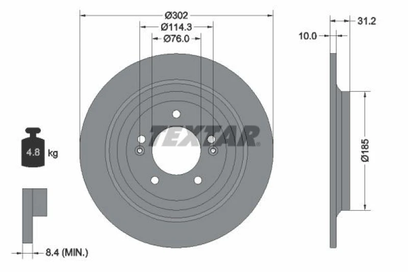 Image of Brake disc TEXTAR 92293403