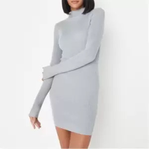 image of Missguided Recycled High Neck Mini Dress - Grey