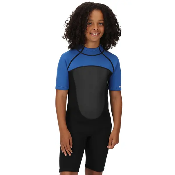 Image of Regatta Boys Shorty Lightweight Comfortable Grippy Wetsuit 9-10 Years - Chest 69-73cm (Height 135-140cm) Black/Nautical RKM023B-TAB-9