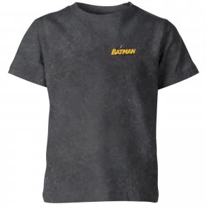 image of Batman Logo Pocket Kids T-Shirt - Black Acid Wash - 11-12 Years - Black Acid Wash