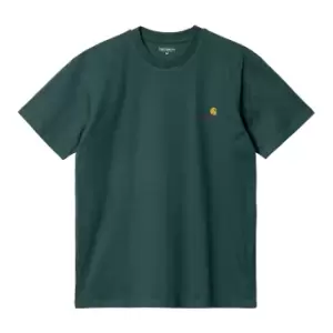 Image of Carhartt Wip S/S American Script T-Shirt, Botanic, Male, T-Shirts, I029956.1D7XX