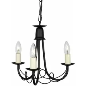 image of 3 Bulb Chandelier Hanging Pendant LIght Black LED E14 60W Bulb