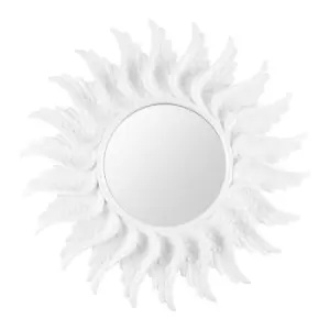 Image of Round White Glitter Guardian Angel Wing Mirror