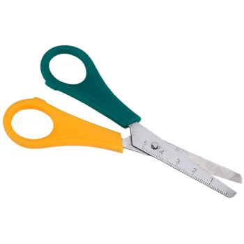 image of Decree 13cm Ruler Scissors Left Hand Yellow/Green - Pack of 12