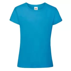 Image of Fruit Of The Loom Girls Sofspun Short Sleeve T-Shirt (3-4) (Azure Blue)