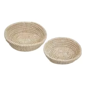 image of Interiors by PH Oval Straw Baskets, Natural/White, Set Of 2