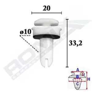 Image of ROMIX Clip C70548 HONDA,CIVIC VIII Hatchback (FN, FK),Jazz II Schragheck (GD_, GE3, GE2),CR-V III (RE),CIVIC VII Hatchback (EU, EP, EV)