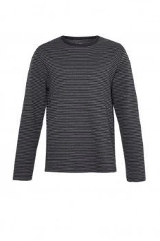 Image of Mens French Connection Double Faced Alternative Striped T Shirt Black Grey