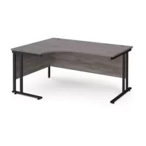 Image of Office Desk Left Hand Corner Desk 1600mm Grey Oak Top With Black Frame 1200mm Depth Maestro 25 MC16ELKGO