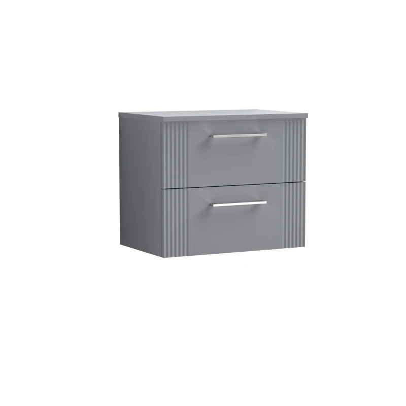 Image of Balterley 2 Drawer Wall Hung Vanity Unit Colour Match Worktop, Grey 600mm Grey Unisex