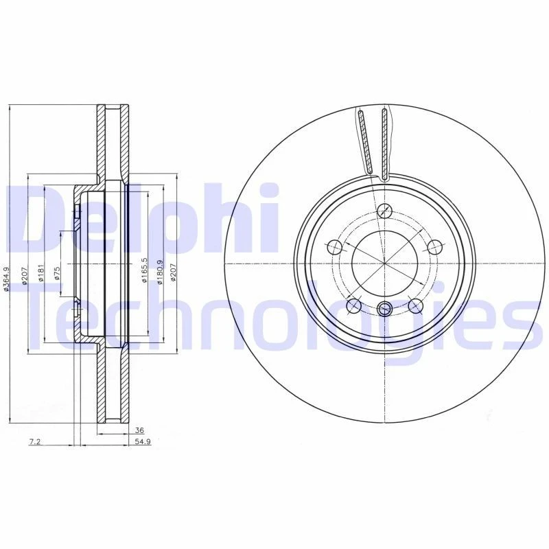 Image of DELPHI Brake disc DELPHI BG9092C
