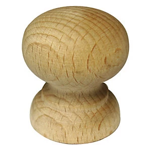 image of Wickes Shaped Door Knob - Beech 33mm Pack of 4