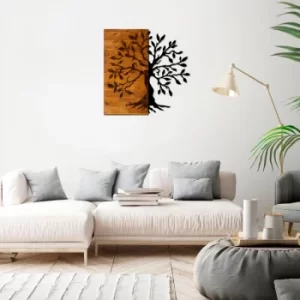 Image of Agac Walnut Black Decorative Wooden Wall Accessory