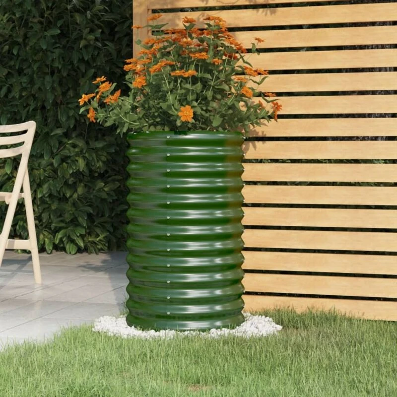 Image of vidaXL Garden Planter Powder-coated Steel 40x40x68cm Green 318848