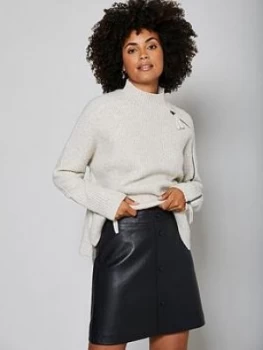 Image of Mint Velvet Leather Mini Skirt - Black, Size 8, Women