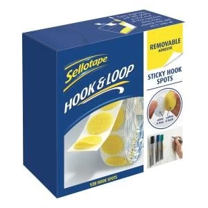 image of Sellotape Removable Sticky Hook Spots 22mm in Handy Dispenser Pack of