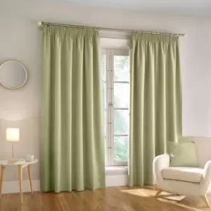 image of Enhanced Living Harvard Textured Blackout Pencil Pleat Curtains, Green, 46 x 54 Inch