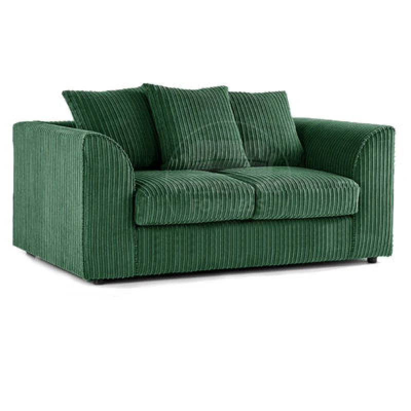 Image of Furnishings For Less UK Luxor Jumbo Cord Green Fabric 2 Seater Sofa