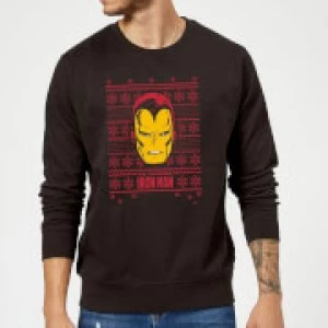 image of Marvel Comics The Invincible Ironman Face Black Christmas Sweatshirt - L - Black