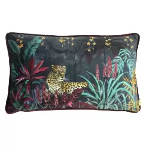 image of Zinara Leopard Rectangular Cushion Black