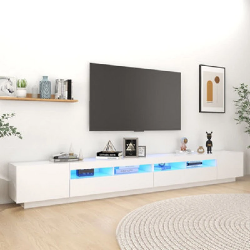 Image of VIDAXL TV Cabinet with LED Lights White 300x35x40cm Vidaxl 8720286641125