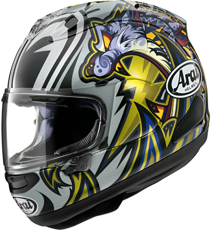 Image of Arai RX-7V Evo Nakasuga 4 Helmet, white-blue-yellow, Size S for Men