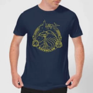 Image of Harry Potter Ravenclaw Raven Badge Mens T-Shirt - Navy - L
