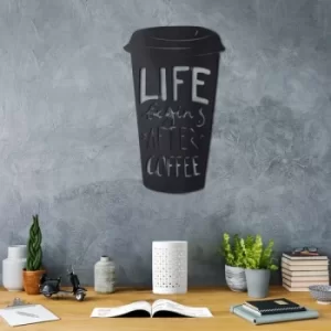 Image of Coffee Cup Black Decorative Metal Wall Accessory
