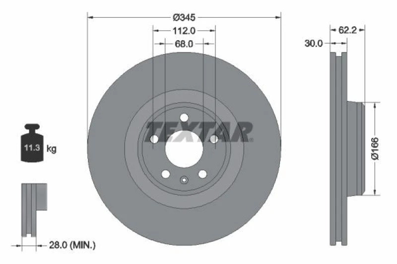 Image of Brake disc TEXTAR 92294305