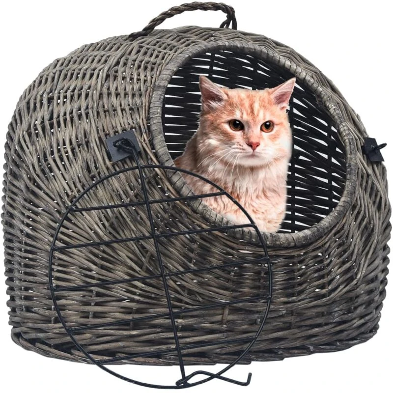 Image of VIDAXL Cat Transporter Grey 45x35x35cm Natural Willow Vidaxl 170904