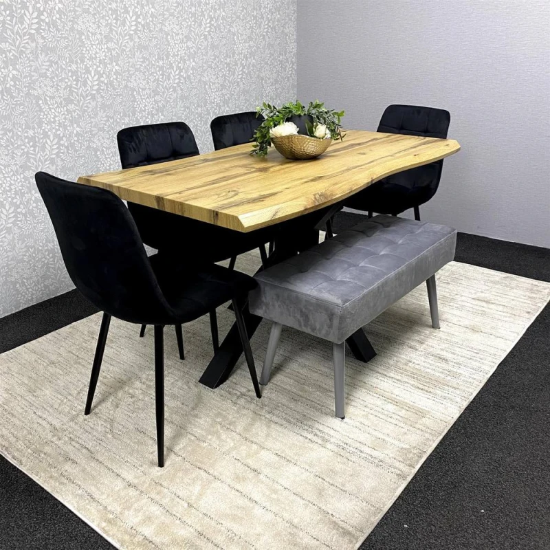 Image of Kosy Koala Dining Set with Velvet Chairs and Reinforced Wooden Benches, Multi DA14140ROC04000