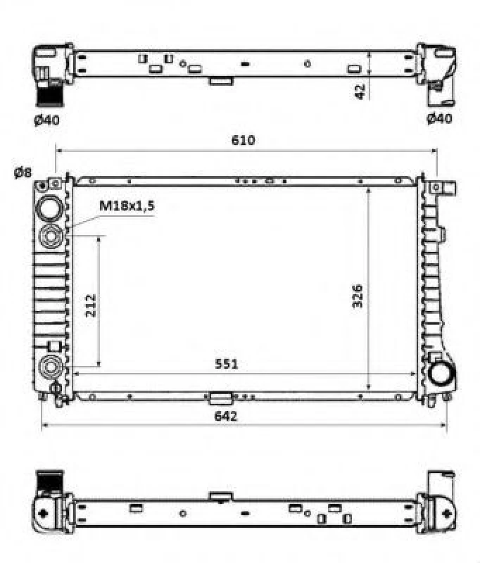 Image of NRF 53877 Engine radiator Brazed cooling fins, Aluminium, with piston clip Aluminium Radiator,engine cooling (470)