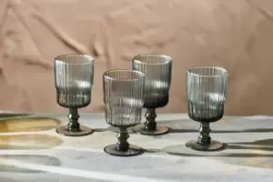 image of Nkuku Fali Wine Glass Set Of 4 Glassware Grey 15 x 7.5cm (Diameter)