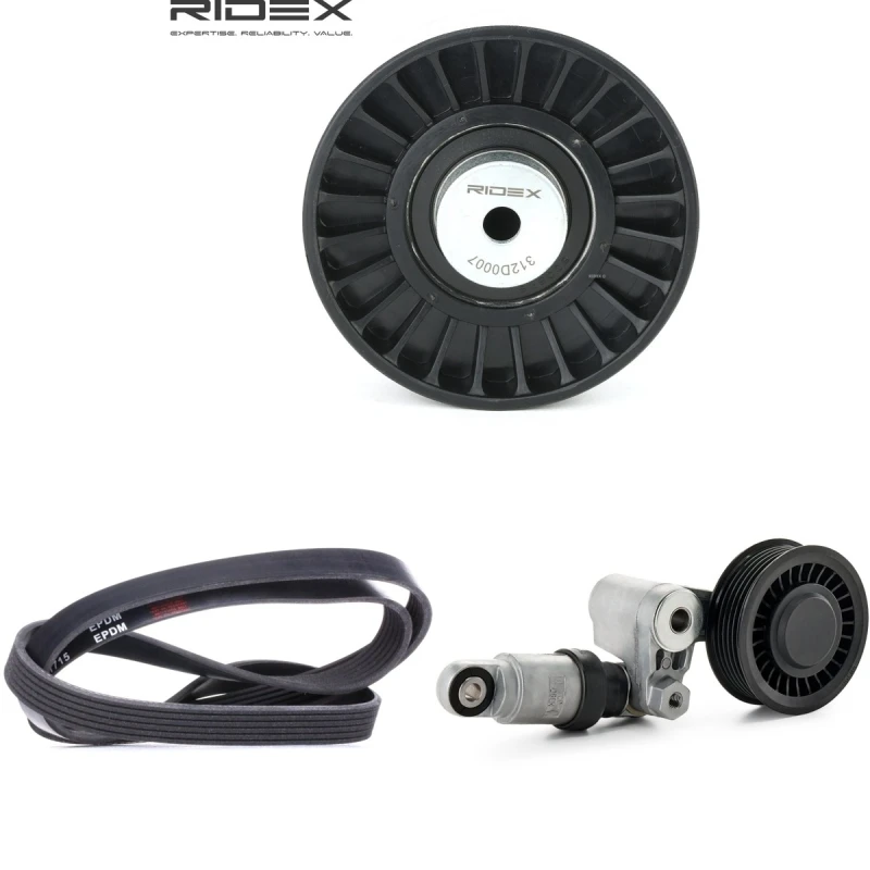 Image of RIDEX 542R0604 V-ribbed belt set Check alternator freewheel clutch & replace if necessary V-Ribbed Belt Set (542)