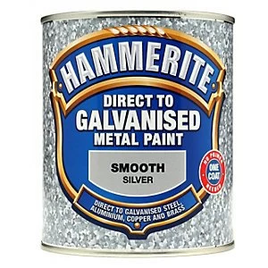 image of Hammerite Direct to Galvanised Metal Paint Silver 750ml