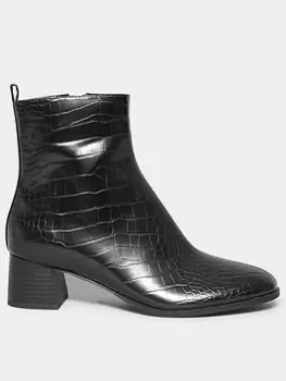 image of Long Tall Sally Block Heel Boot Croc Black, Size 11, Women