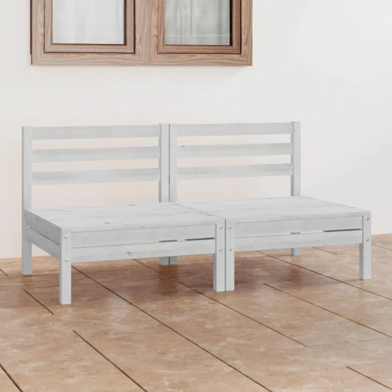 Image of VIDAXL Garden 2-Seater Sofa White Solid Pinewood Vidaxl 8720286682555