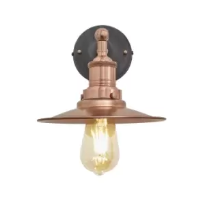 image of Industville Brooklyn Flat Copper Wall Light With Plug / 8" Pewter Holder With Plug