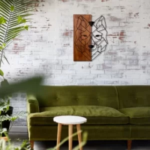 Image of Wolf1 Walnut Black Decorative Wooden Wall Accessory