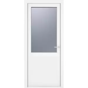 Image of Crystal uPVC Single Door Half Glass Half Panel Left Hand Open In 840mm x 2090mm Obscure Double Glazed White (each)