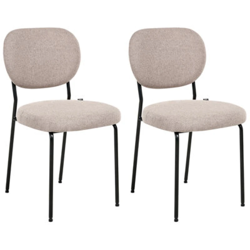 Image of Beliani Set Of 2 Dining Chairs Loleta Fabric Light Brown
