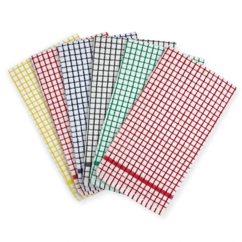 Image of Emma Barclay Terry Check Tea Towel Cotton Superdry Multi unisex 18 Pack