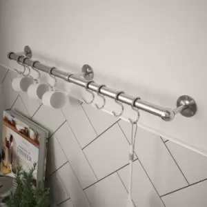 Image of Rothley Utensil Rail Kit 19mm x 600mm Brushed Finish in Silver Steel/Zinc