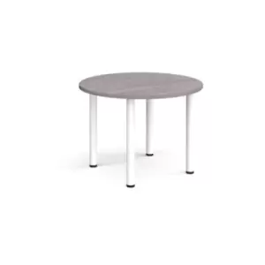 Image of Circular white radial leg meeting table 1000mm - grey oak