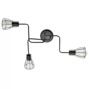 Image of Tube Multi Arm Semi Flush Ceiling Light Black 82cm