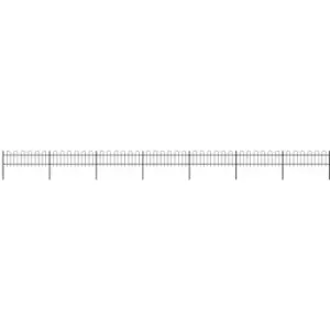 Image of Garden Fence with Hoop Top Steel 11.9x0.6 m Black Vidaxl Black