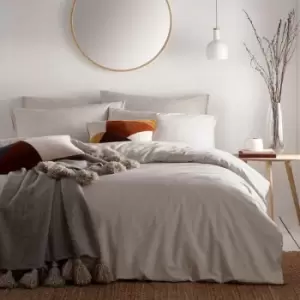Image of The Linen Yard Claybourne Melange Print 100% Cotton Duvet Cover Set, Natural, King