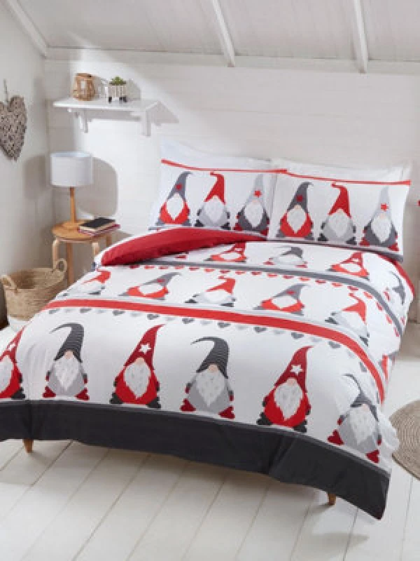 Image of Rapport Home Festive Gonks Duvet Cover Set with Pillowcase White